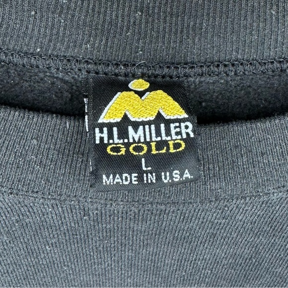 VINTAGE Hawaii 80s Pullover Crewneck Sweatshirt Black All Over Print - Picture 2 of 6